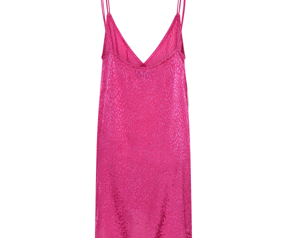 SHOCKING PINK JACQUARD SLIP DRESS