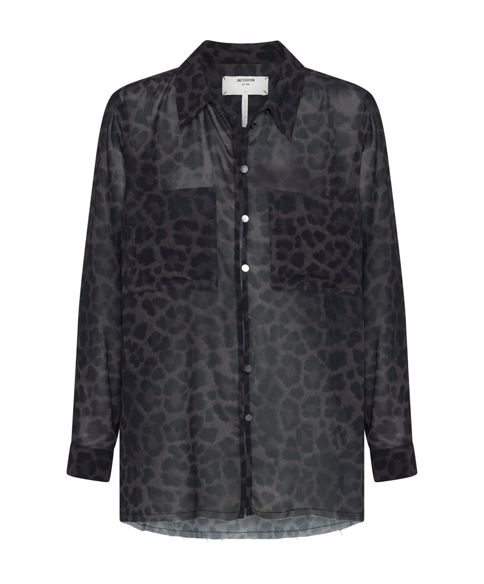 Products LEOPARD CHIFFON LONGLINE SHIRT
