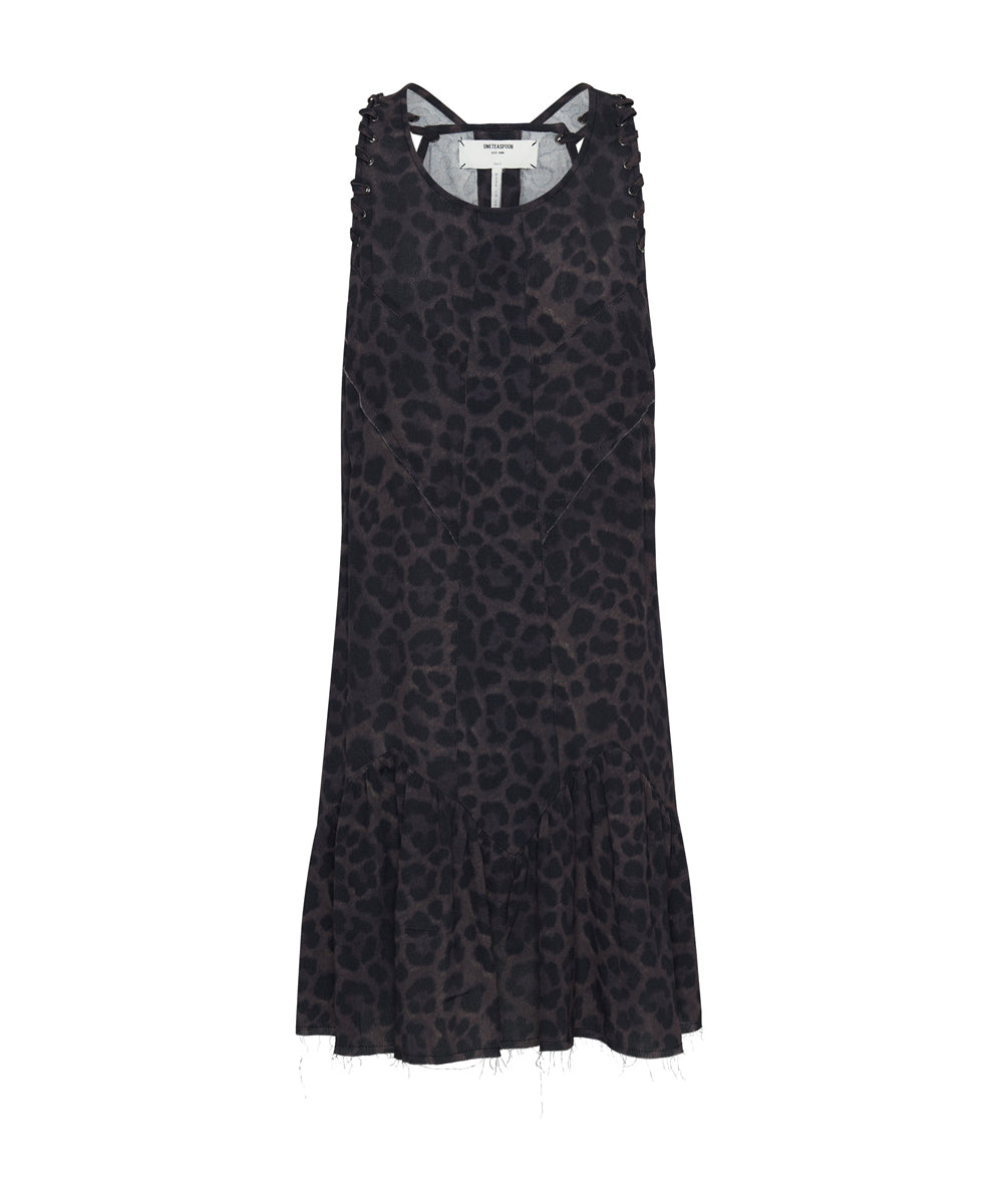 Products DARK LEOPARD TIERED DRESS