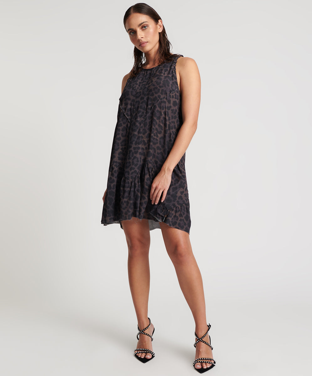 Products DARK LEOPARD TIERED DRESS
