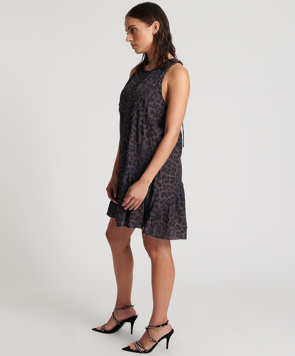 Products DARK LEOPARD TIERED DRESS