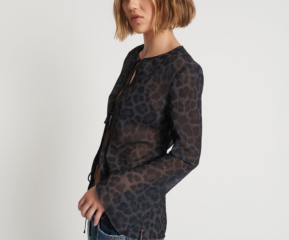 Fantasy Chiffon Longsleeve Top - Leopard