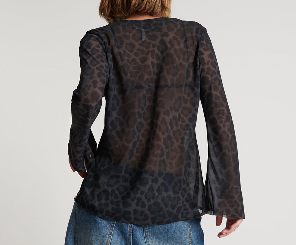 Fantasy Chiffon Longsleeve Top - Leopard