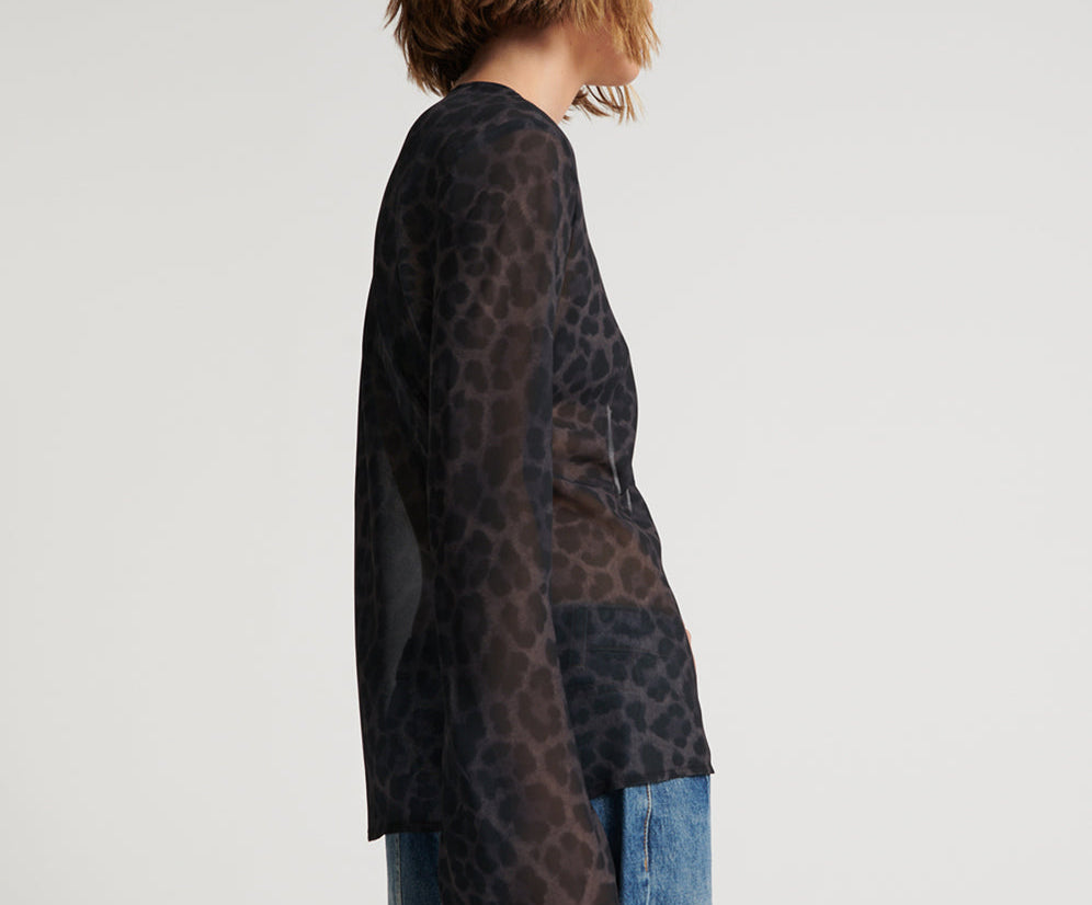 Fantasy Chiffon Longsleeve Top - Leopard