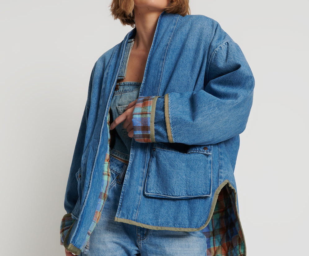 KIMONO DENIM QUILTED JACKET