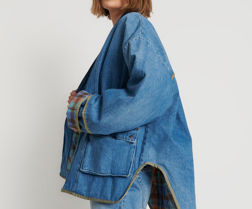 KIMONO DENIM QUILTED JACKET