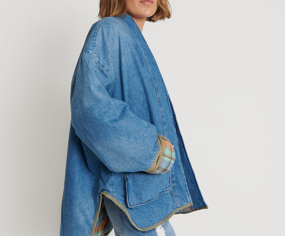 KIMONO DENIM QUILTED JACKET