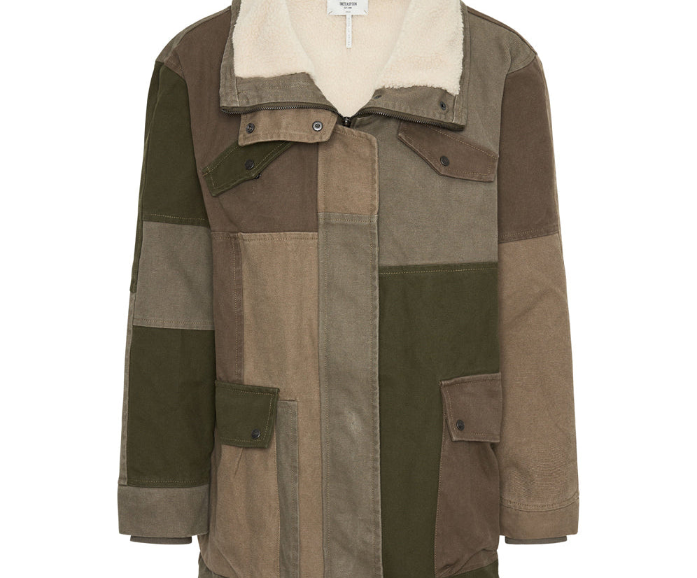 KHAKI PATCHWORKED DEFENDER COAT