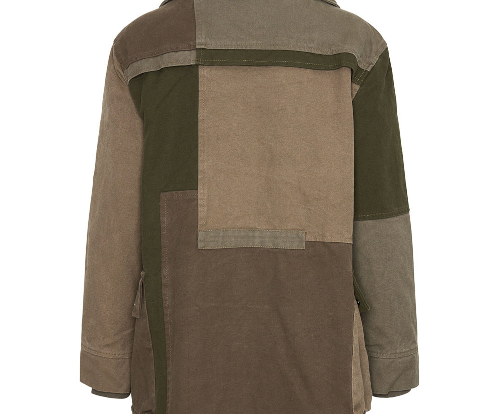 KHAKI PATCHWORKED DEFENDER COAT