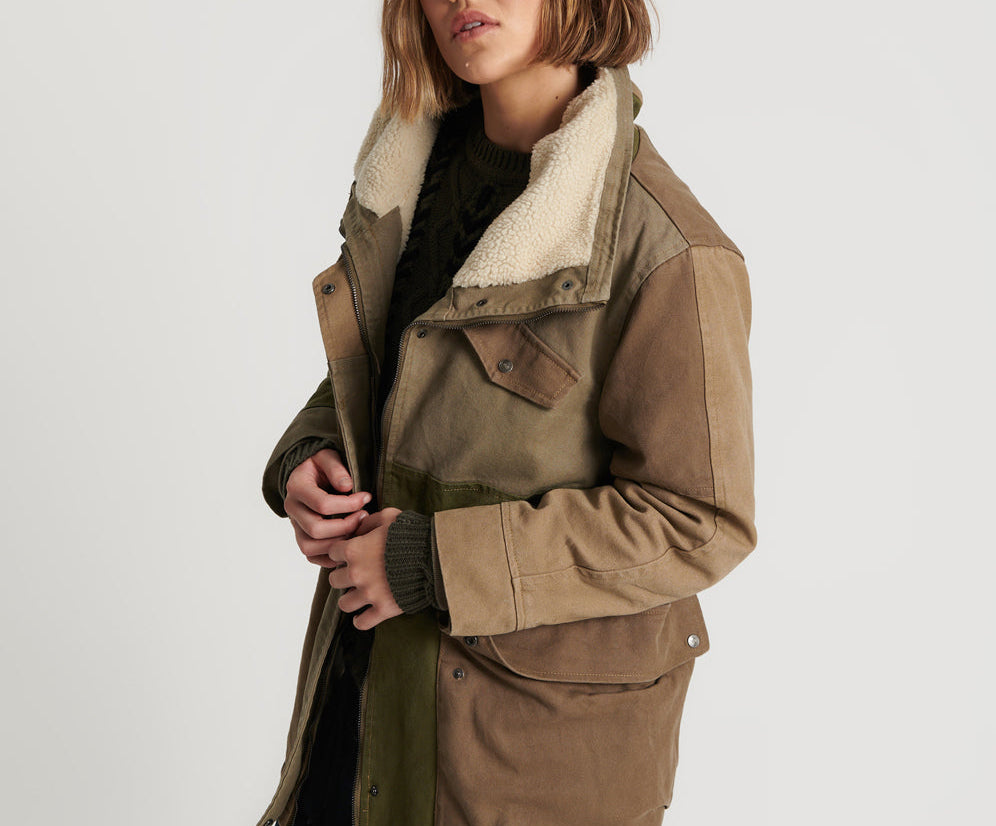 KHAKI PATCHWORKED DEFENDER COAT