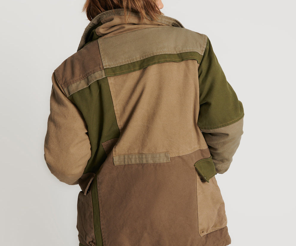 KHAKI PATCHWORKED DEFENDER COAT