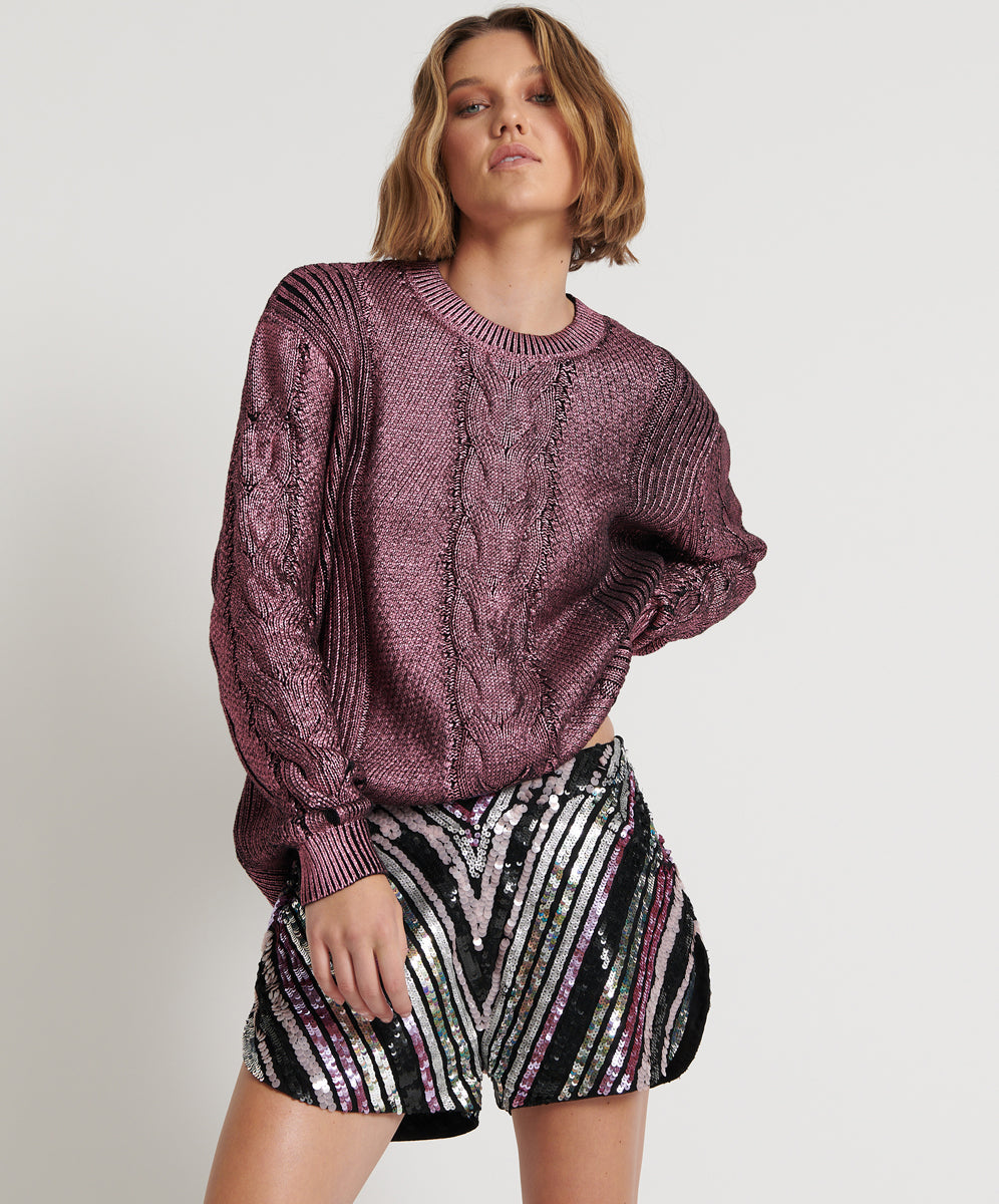 Products Chevron Hand-Sequined Party Shorts - Sequin