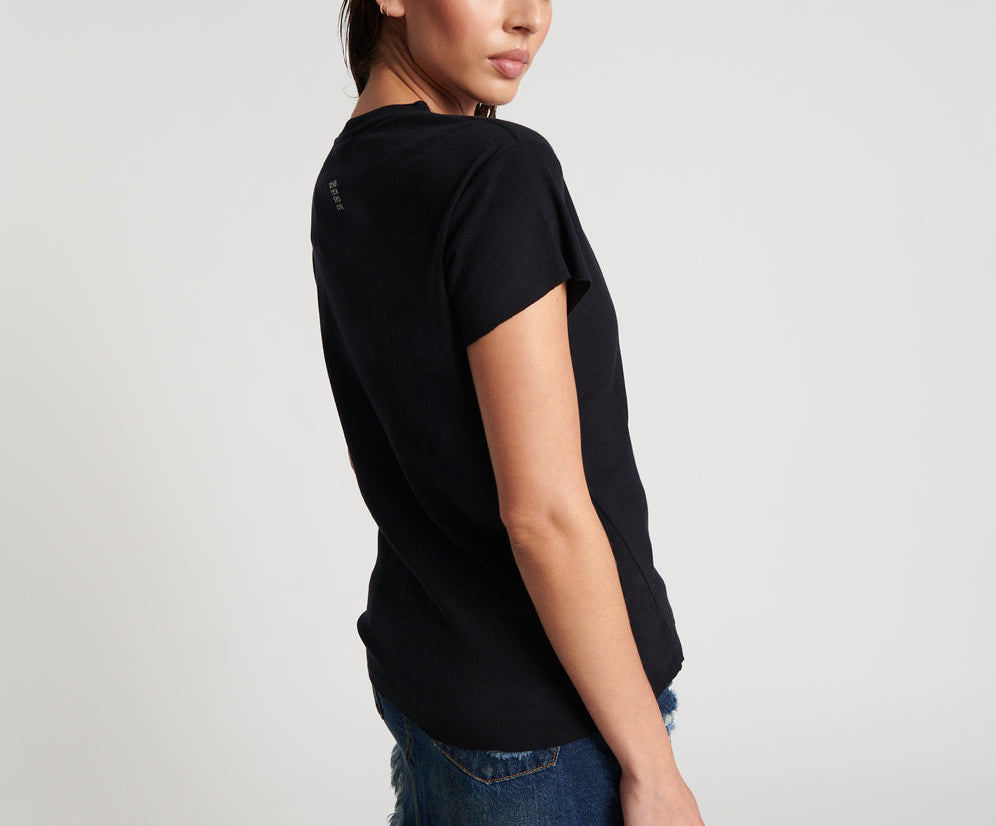 BLACK DEEP V CUT OUT TEE