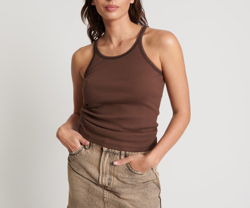 COCOA RIBBED TANK TOP