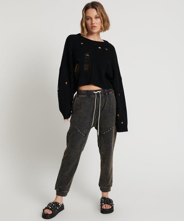 CHARCOAL STUDDED TRACKPANTS