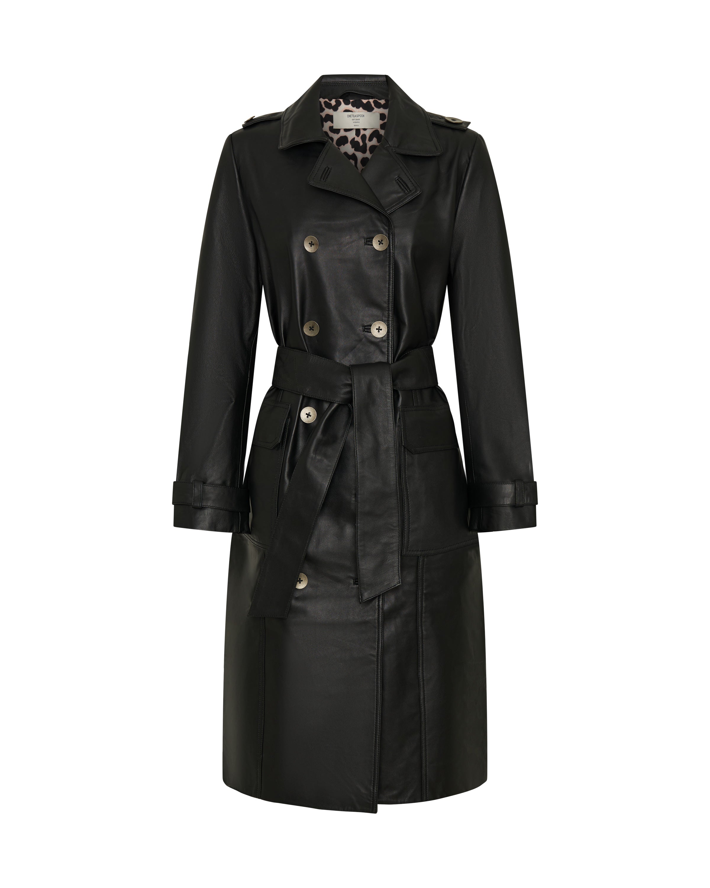 Supermodel Leather Trench Coat - Black | One Teaspoon