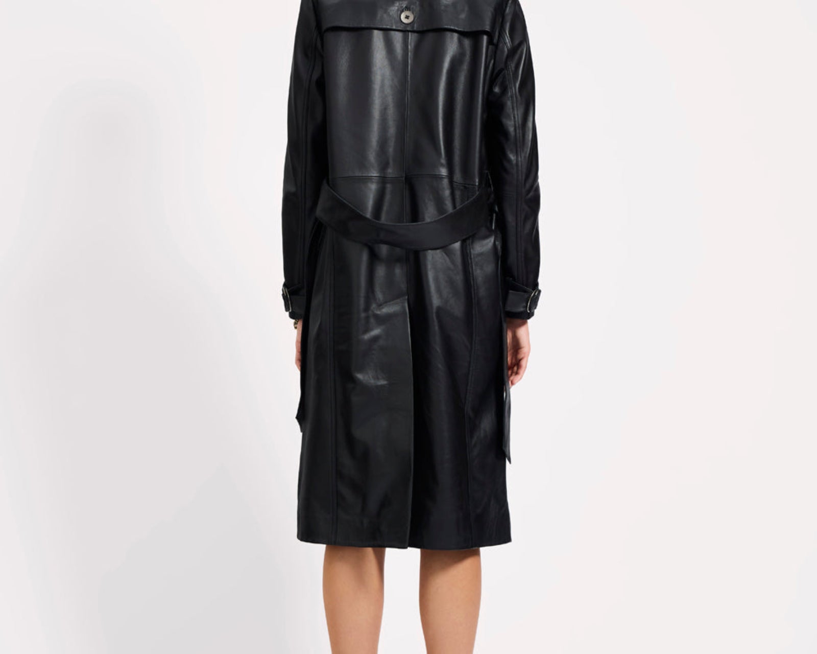 Supermodel Leather Trench Coat - Black