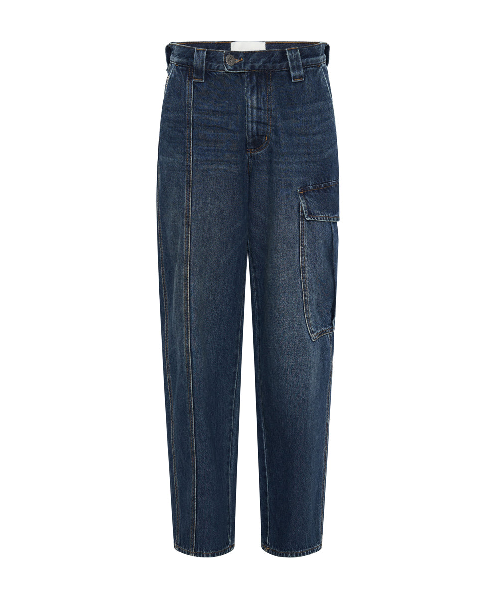 Women's Cargo Denim Jeans New Fiction Low Waist Wide Leg Cargo Denim Jeans - Royal Blue