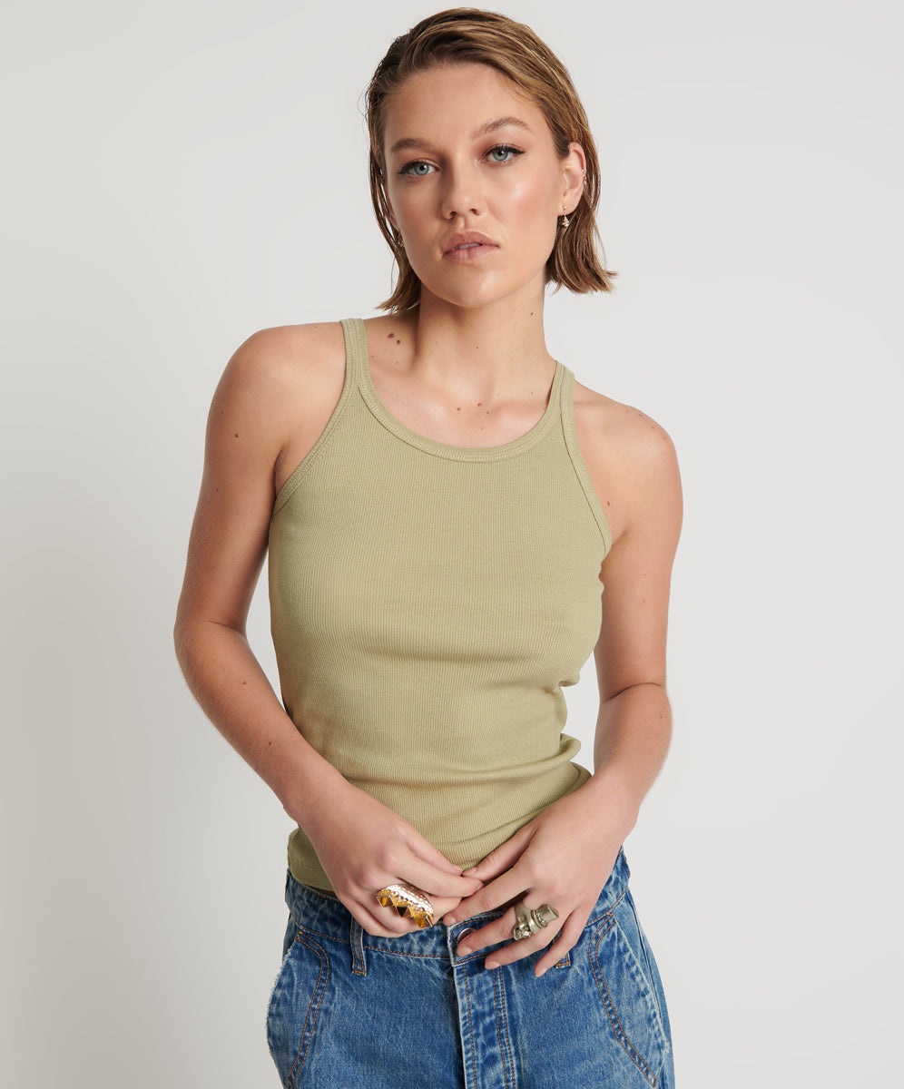 Products Bamboo Logo Singlet - Sage Green