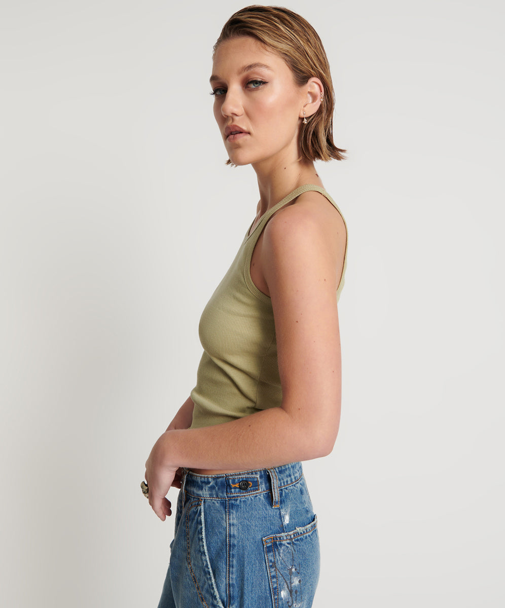 Products Bamboo Logo Singlet - Sage Green