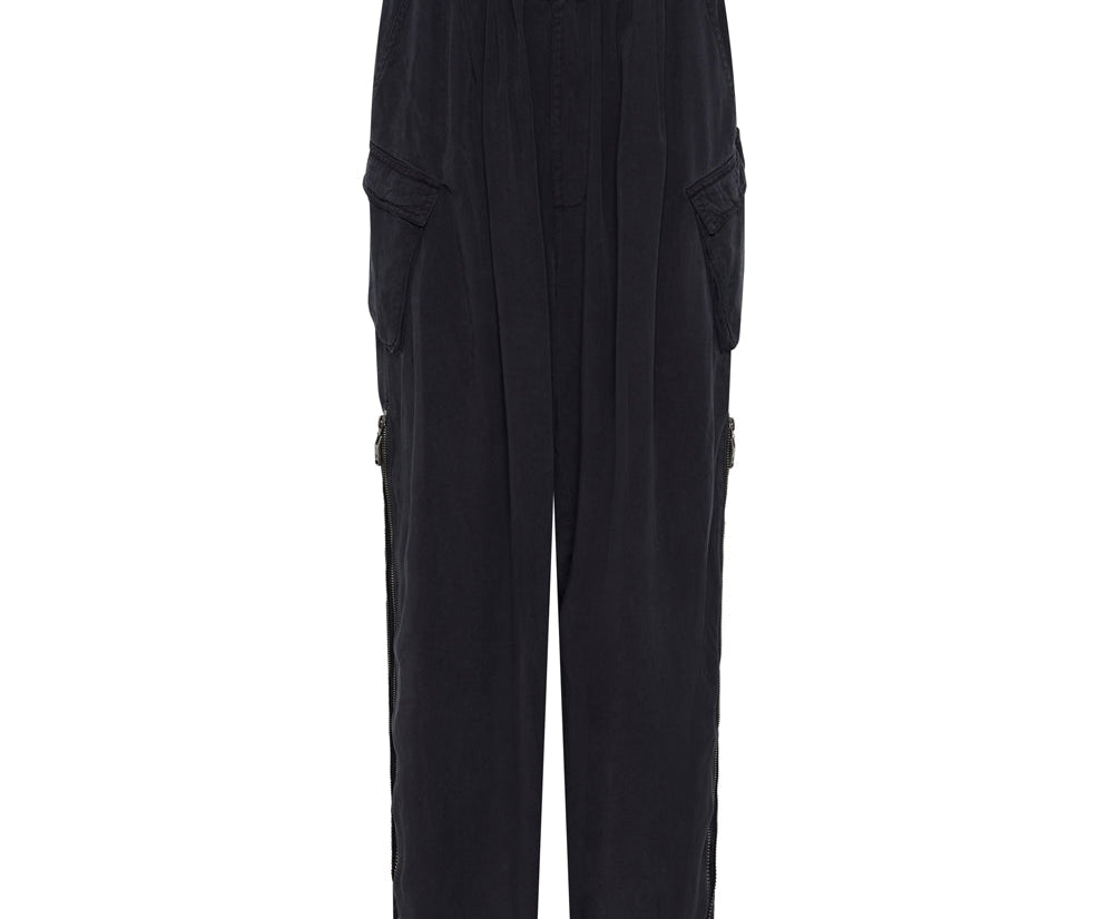 Charcoal Tencel Zipped Parachute Pants | One Teaspoon