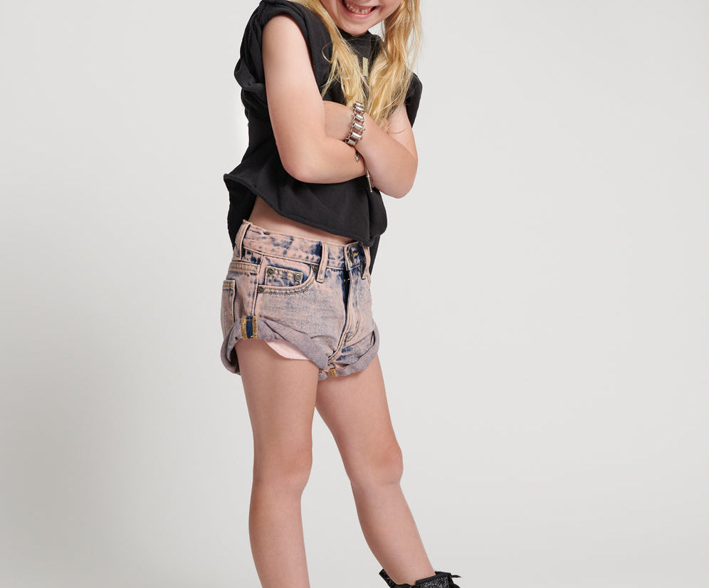 Kids Bandits Low Waist Denim Shorts - Super Khaki