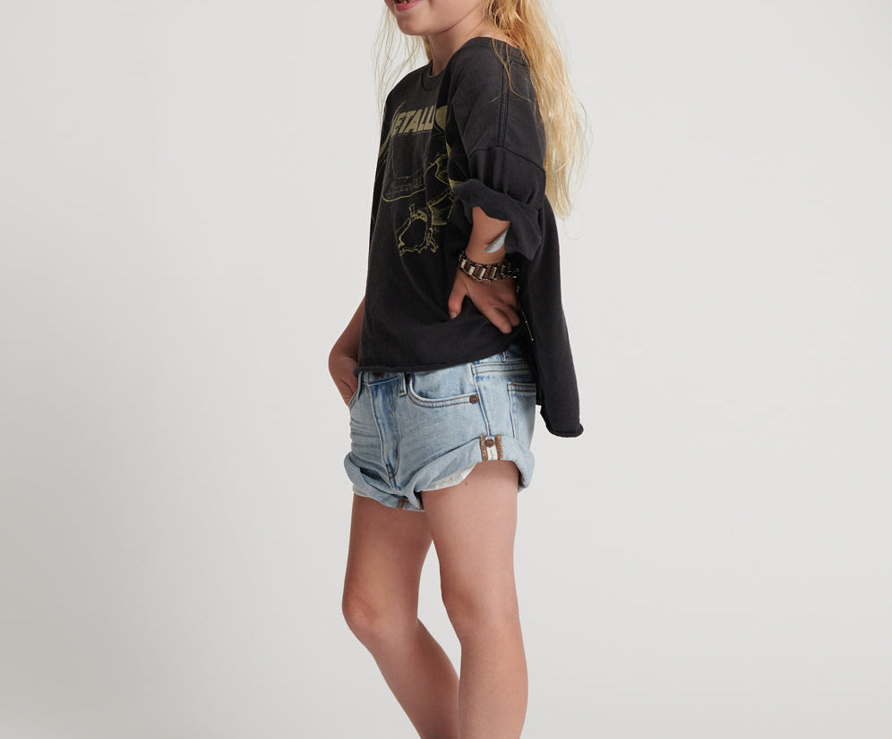 Kids Bandits Low Waist Denim Shorts - Hendrixe Blue