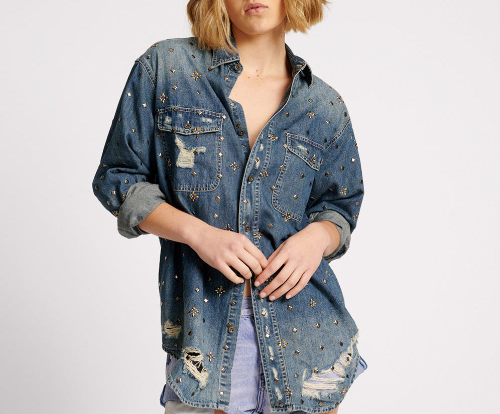 EMBELLISHED EVERYDAY DENIM SHIRT