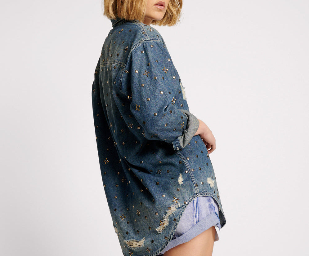 EMBELLISHED EVERYDAY DENIM SHIRT