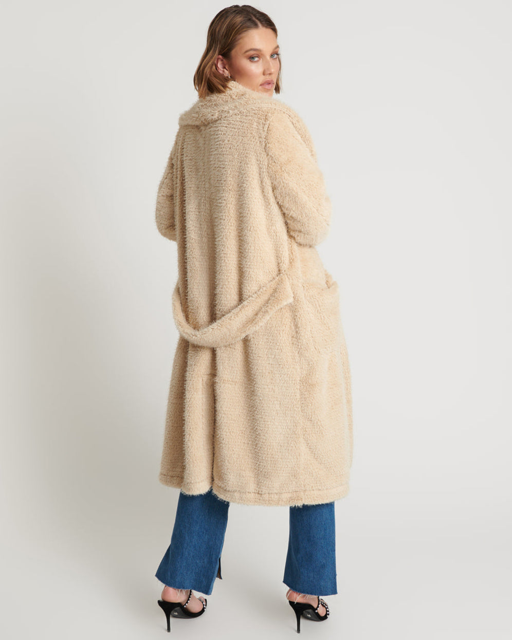 Fabulous Jasper Conran Faux Fur Coat One Size Black AM013 main image 0