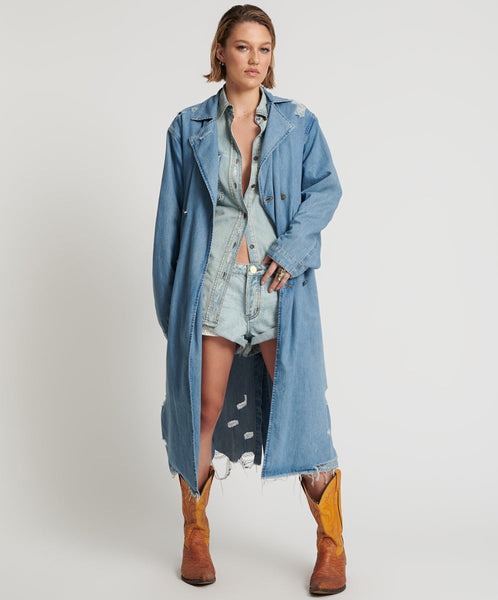 Denim Trench Coat - Pacifica | One Teaspoon