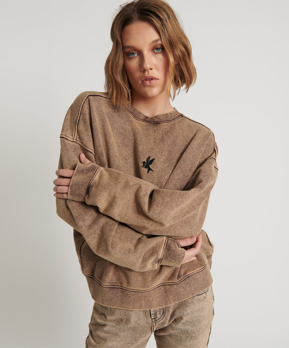Last Stock RUST BOWER BIRD RETRO SWEATER