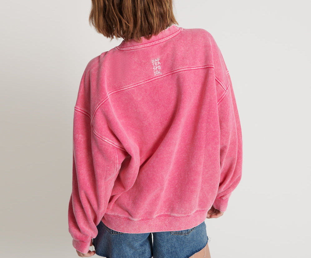 PINK BOWER BIRD RETRO SWEATER