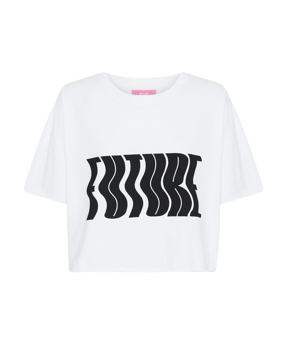 Last Stock WHITE CROPPED FUTURE TEE