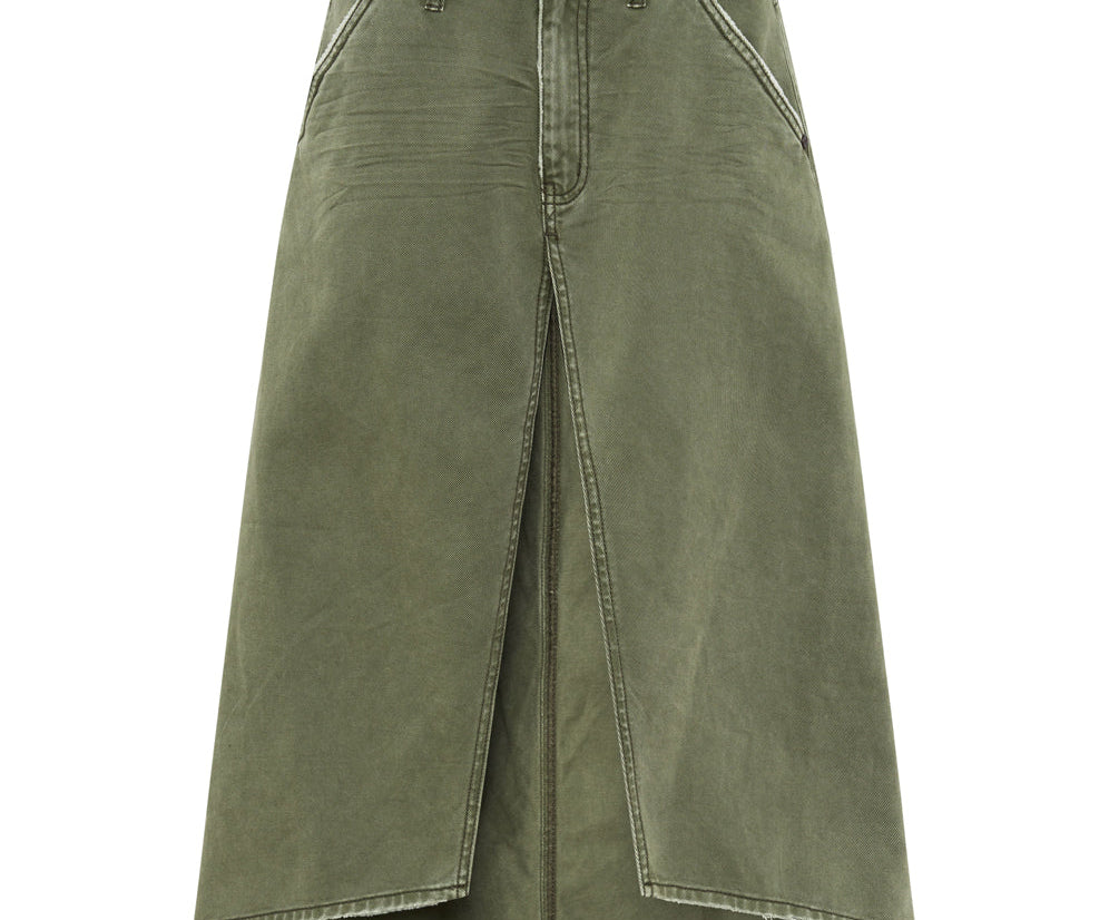 Mrs Carter Low Waist Long Denim Skirt - St Khaki