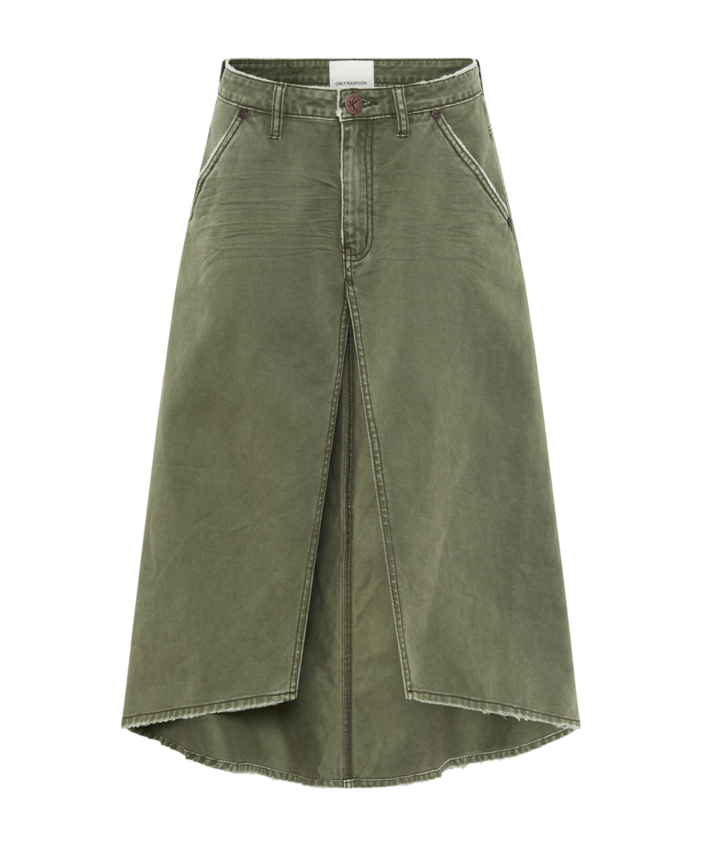 Products Mrs Carter Low Waist Long Denim Skirt - St Khaki