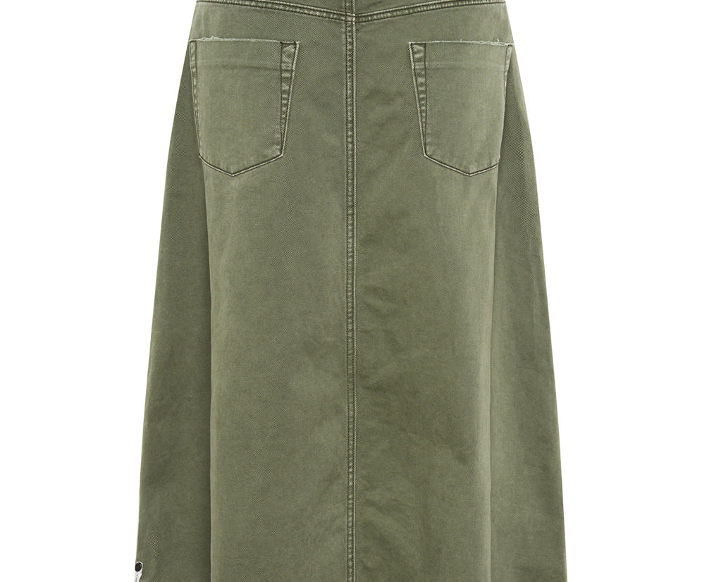 Mrs Carter Low Waist Long Denim Skirt - St Khaki