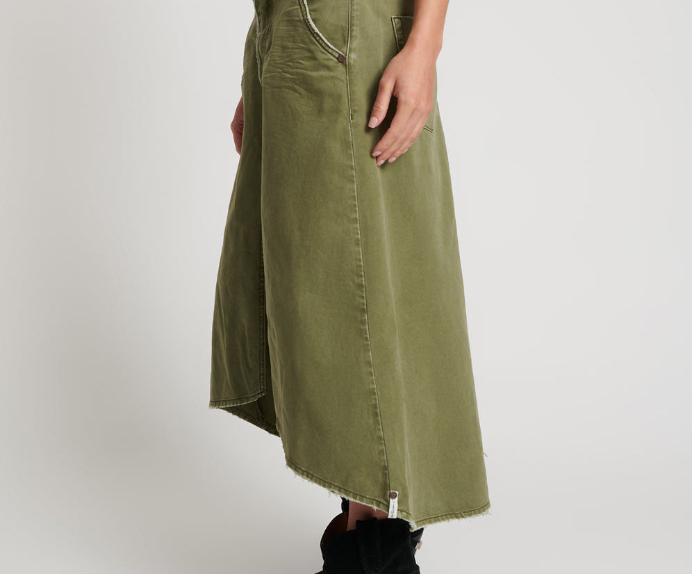 Mrs Carter Low Waist Long Denim Skirt - St Khaki