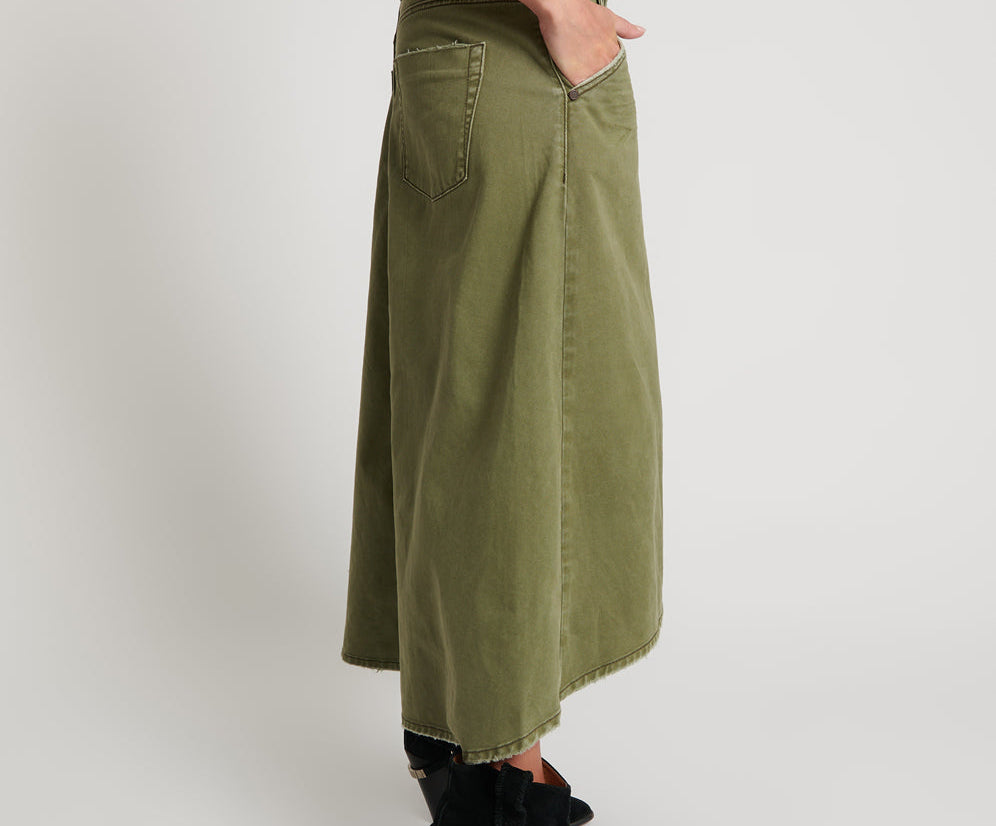 Mrs Carter Low Waist Long Denim Skirt - St Khaki