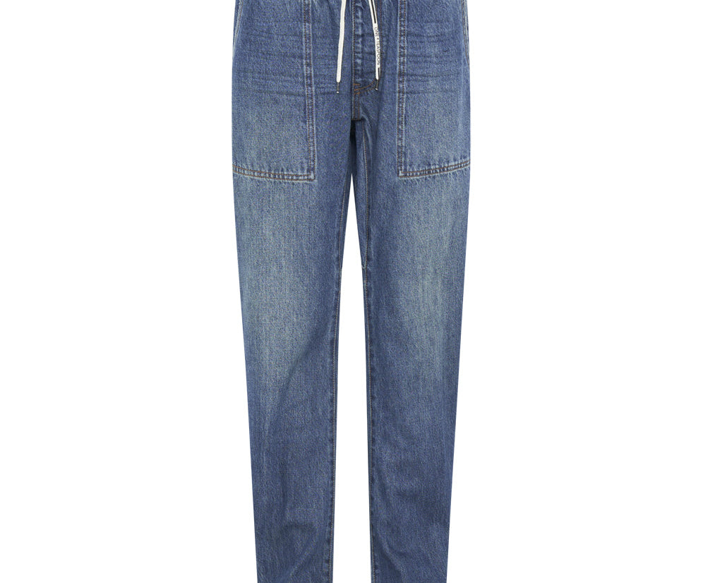 GRITTY BLUE SHABBIES DRAWSTRING BOYFRIEND JEANS