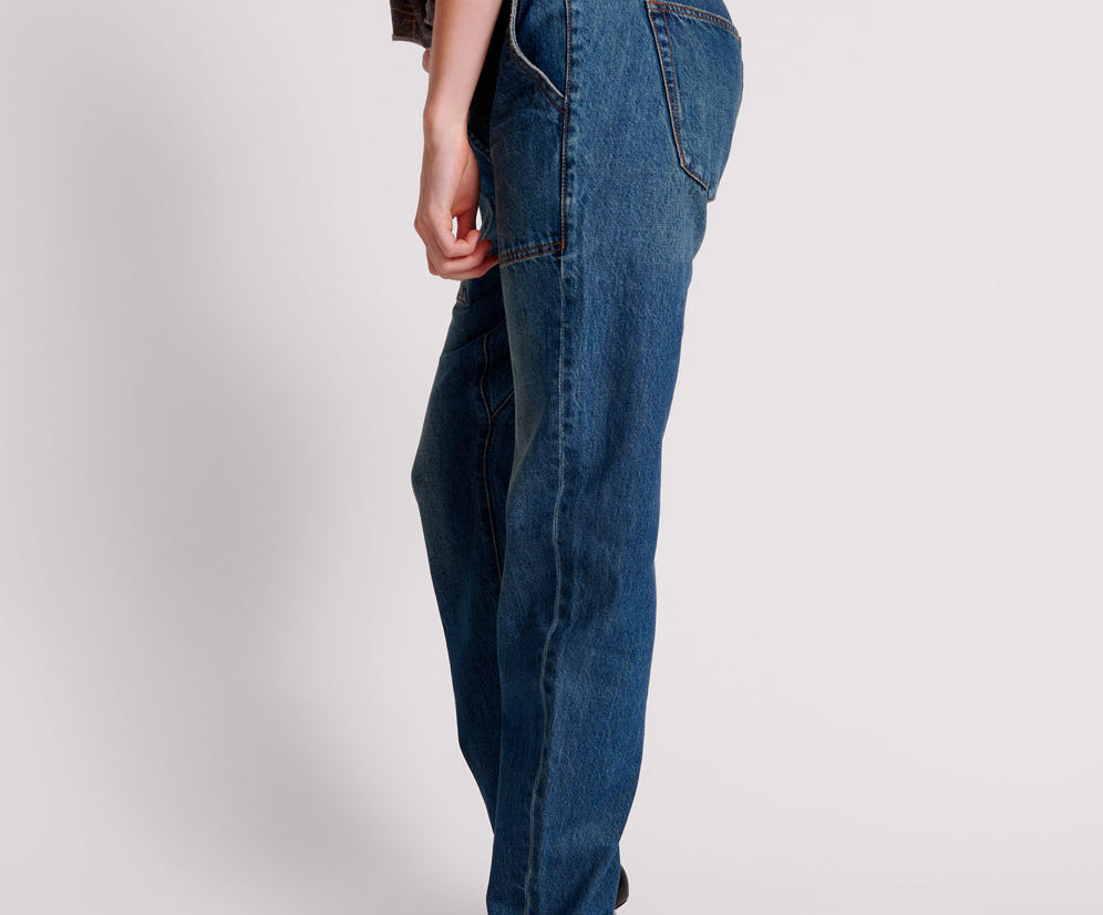 GRITTY BLUE SHABBIES DRAWSTRING BOYFRIEND JEANS