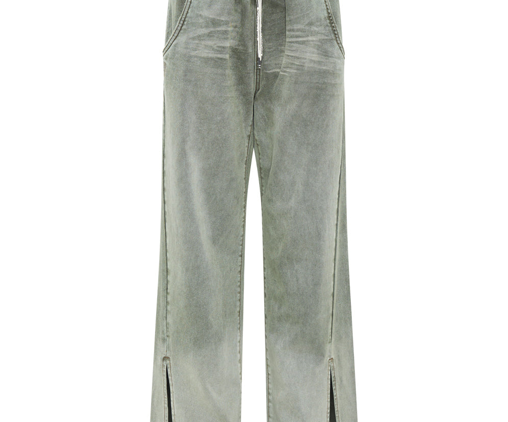 Roadhouse Wide Leg Drawstring Denim Jeans - Old Khaki