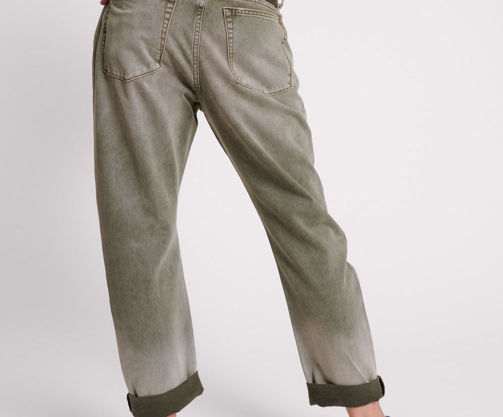 Saints Low Waist Boyfriend Denim Jeans - Old Khaki