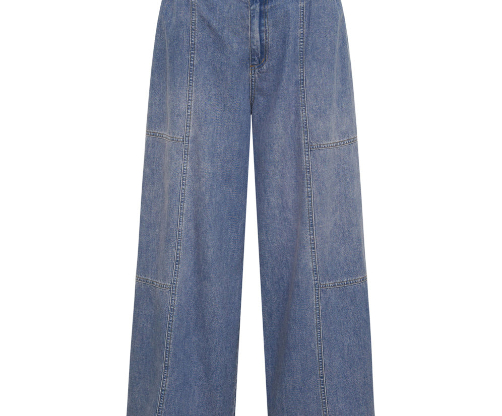 Palazzo Mid Waist Denim Jeans - Blue Lilac
