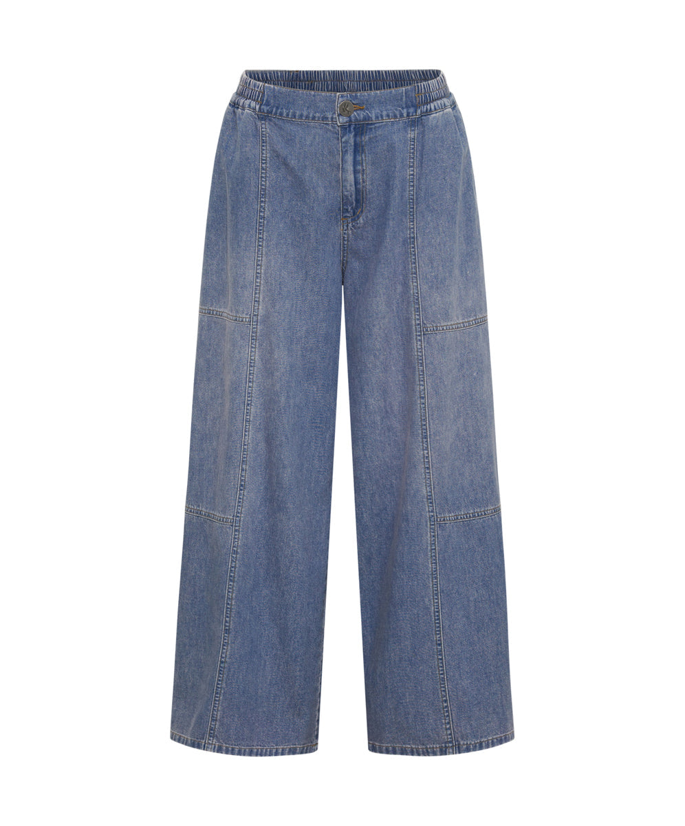 Products Palazzo Mid Waist Denim Jeans - Blue Lilac