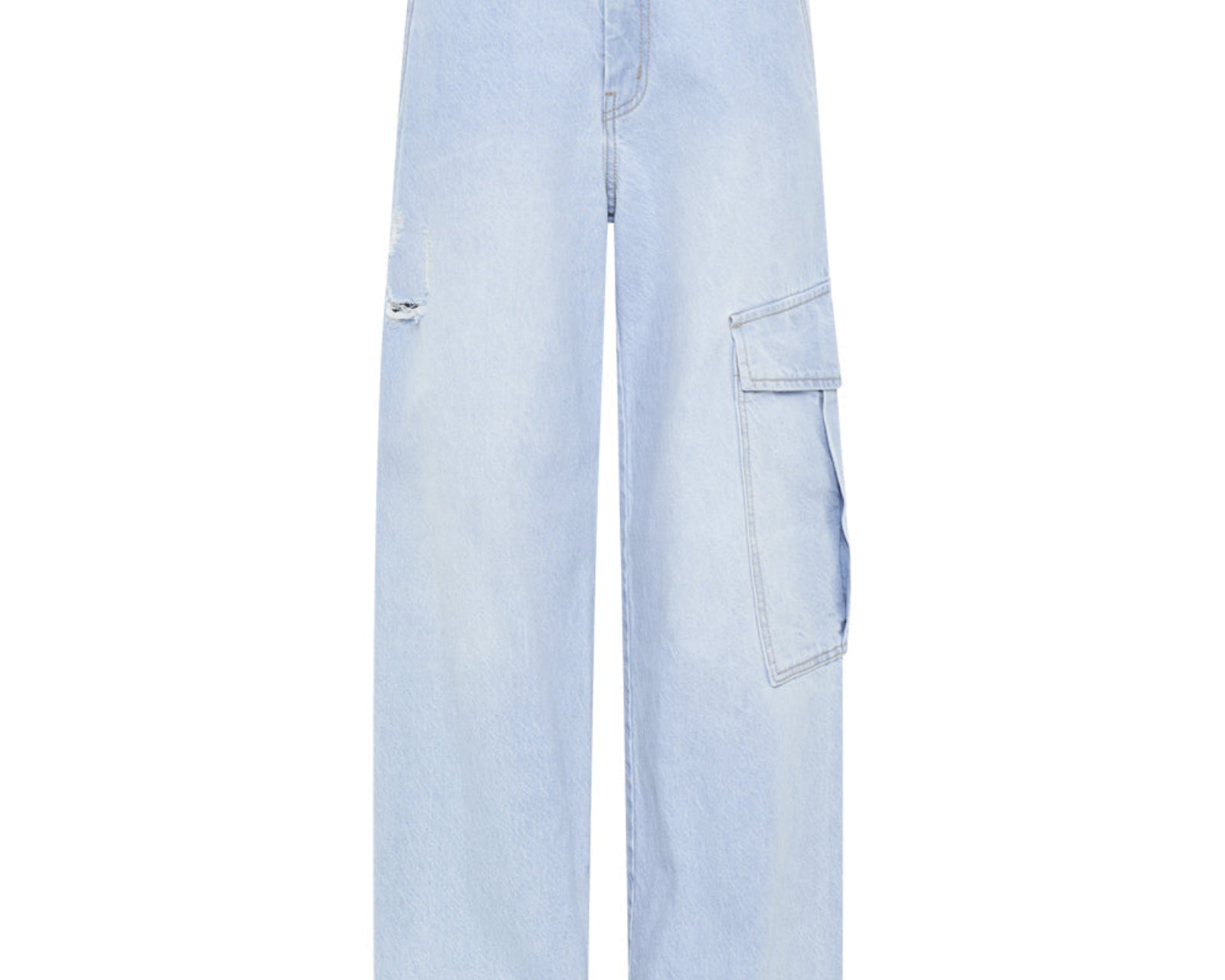 New Fiction Low Waist Wide Leg Cargo Denim Jeans - Cyber Blue
