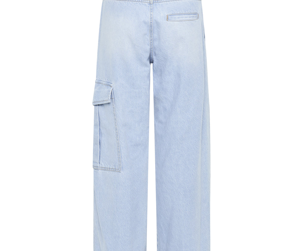 New Fiction Low Waist Wide Leg Cargo Denim Jeans - Cyber Blue