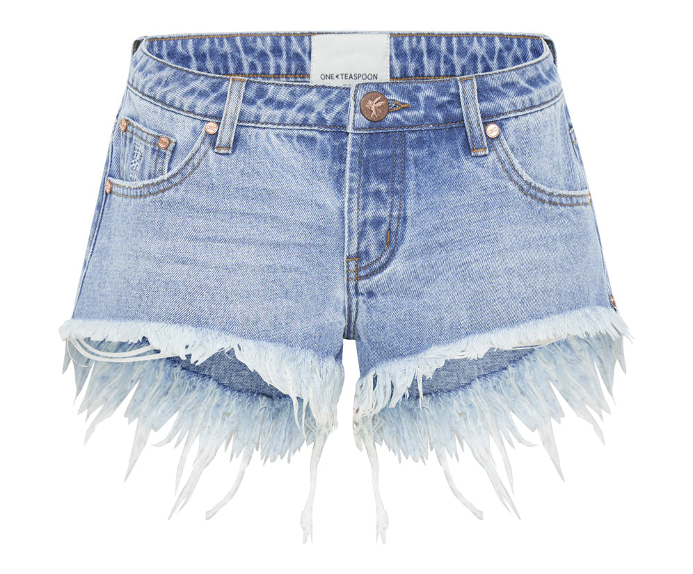 BOLT BLUE BONITAS LOW WAIST DENIM SHORTS