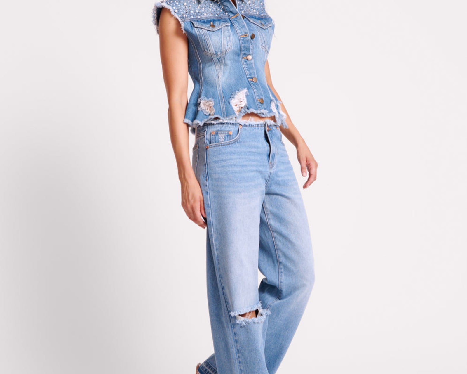 Low Riders Low Waist Wide Leg Denim Jeans - Bolt Blue
