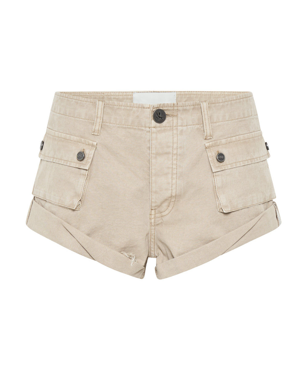 Cadet Bandits Low Waist Shorts - Stone | One Teaspoon